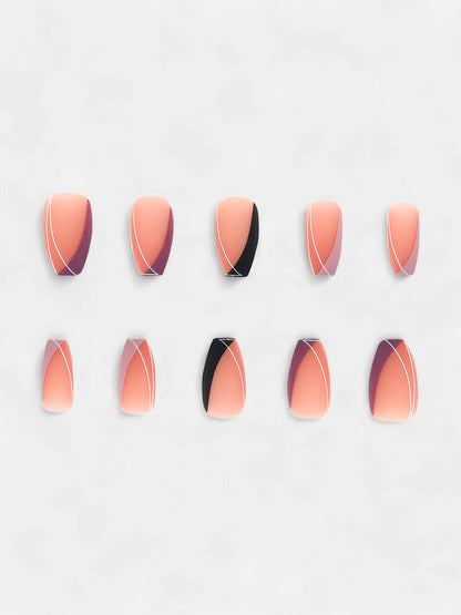 The Lined-Rosa Press-On Nails - Nude Pink