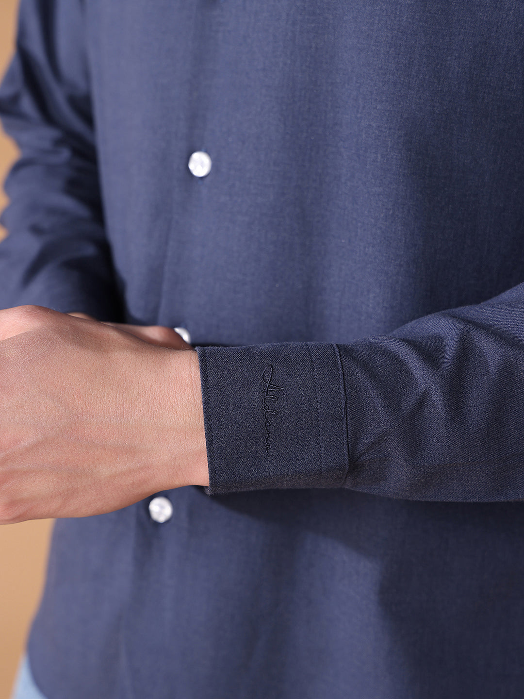 Navy Regular Fit Solid Casual Shirt for Men (CORDO)