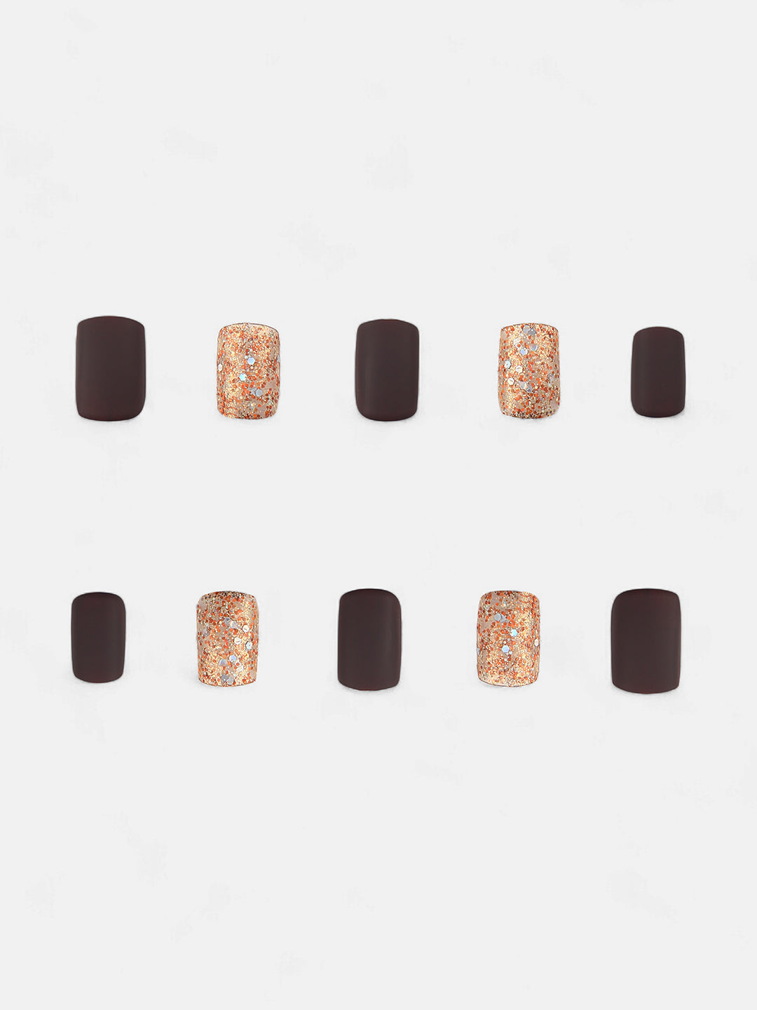 The Glitz-Block Press-On Nails - Taupe Brown