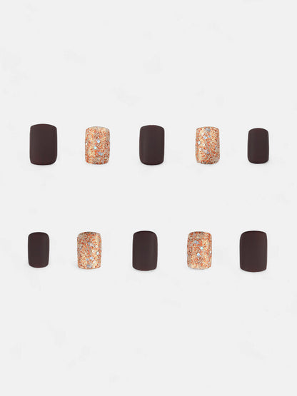The Glitz-Block Press-On Nails - Taupe Brown