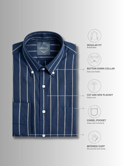 Regular Fit Cotton Blue Casual Shirt for Men (FOLIA)
