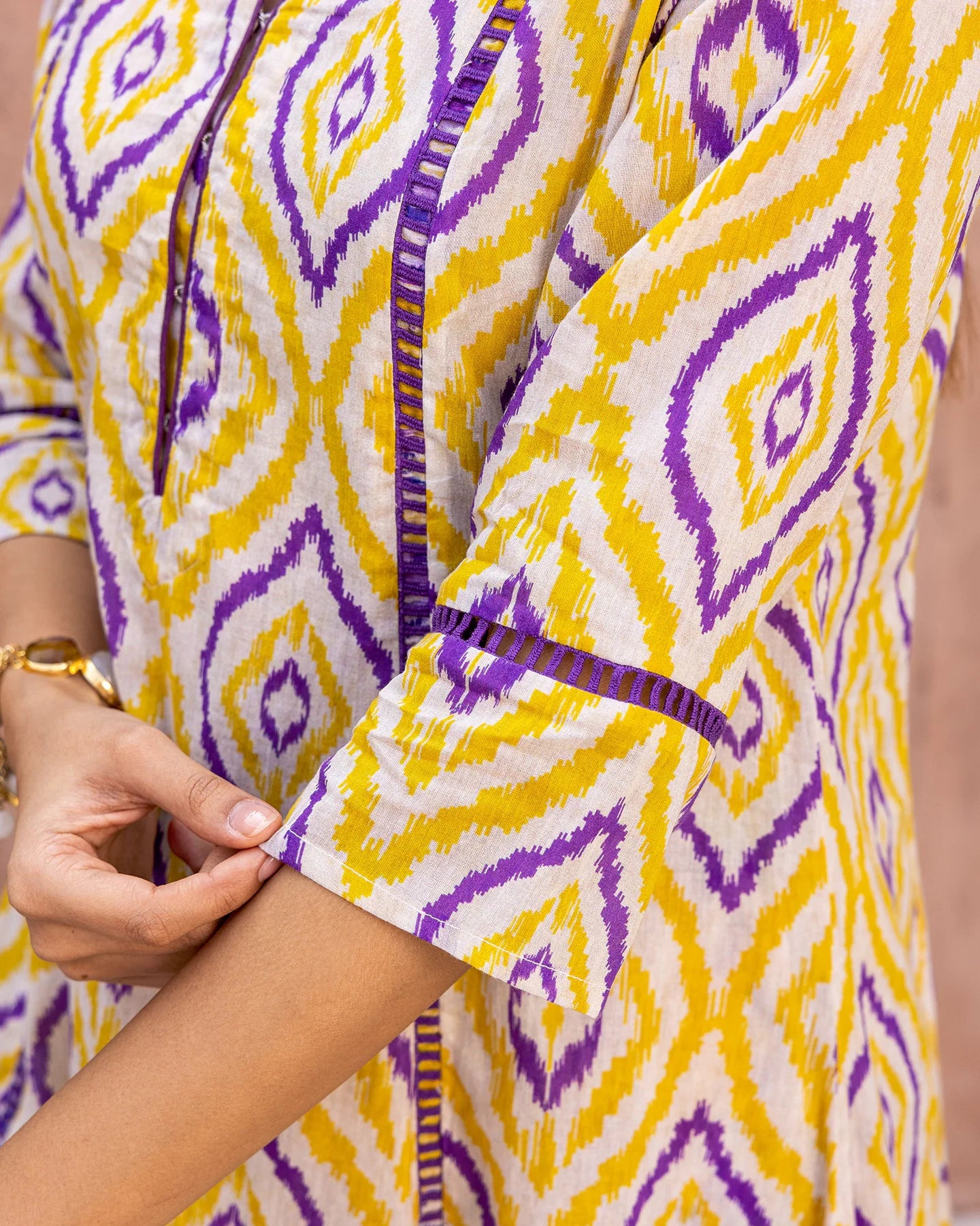 Sorbet Yellow Ikat Kurta Set
