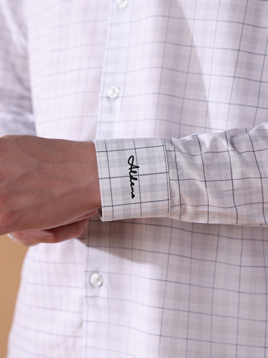White Regular Fit Checked Formal Shirt for Men (CINDA)