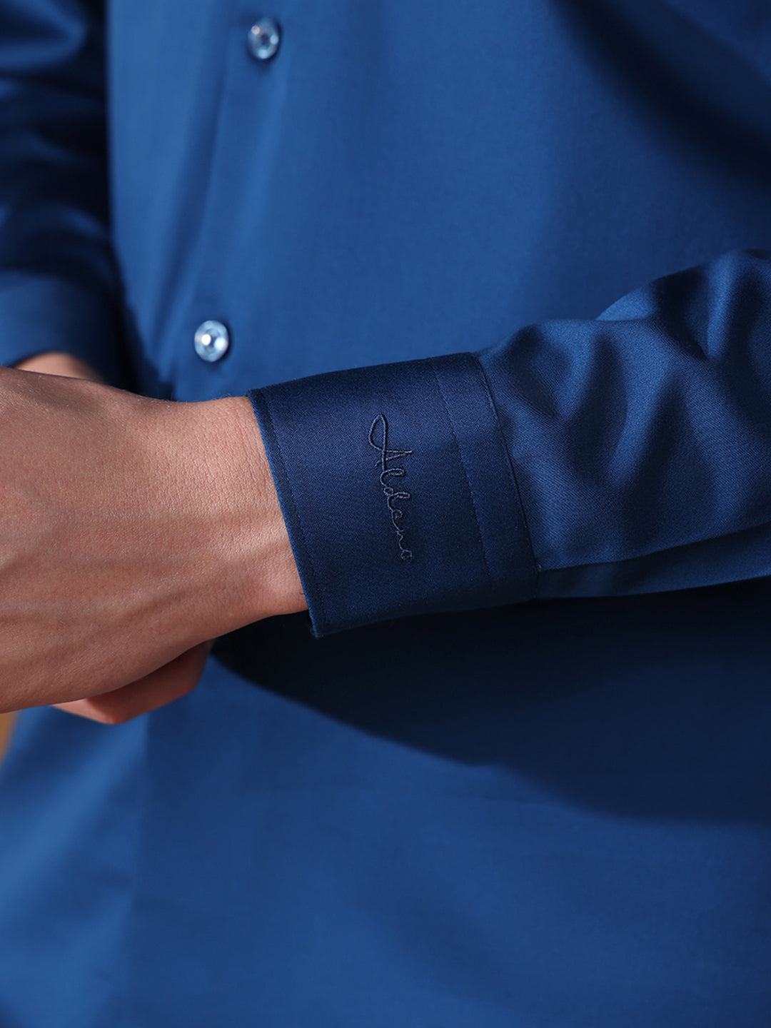 Navy Slim Fit Solid Formal Shirt for Men (BENIC)
