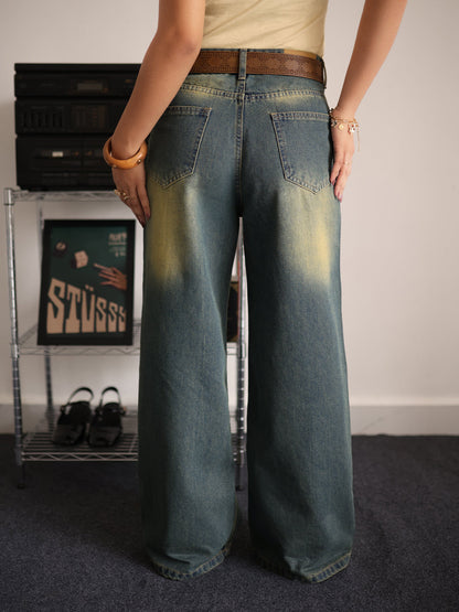 Vintage Drift Blue Tinted Wide Leg Jeans