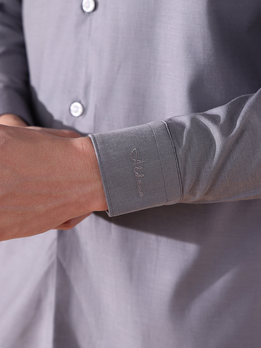 Grey Slim Fit Solid Formal Shirt for Men (FURIO)