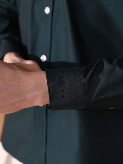 Green Regular Fit Solid Formal Shirt for Men (HILIA)