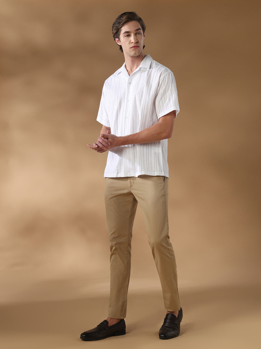 White Regular Fit Casual Cotton Shirt for men (ADELO)