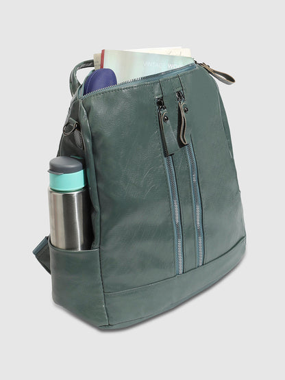 The Zip-Front Broad Backpack - Sage Green