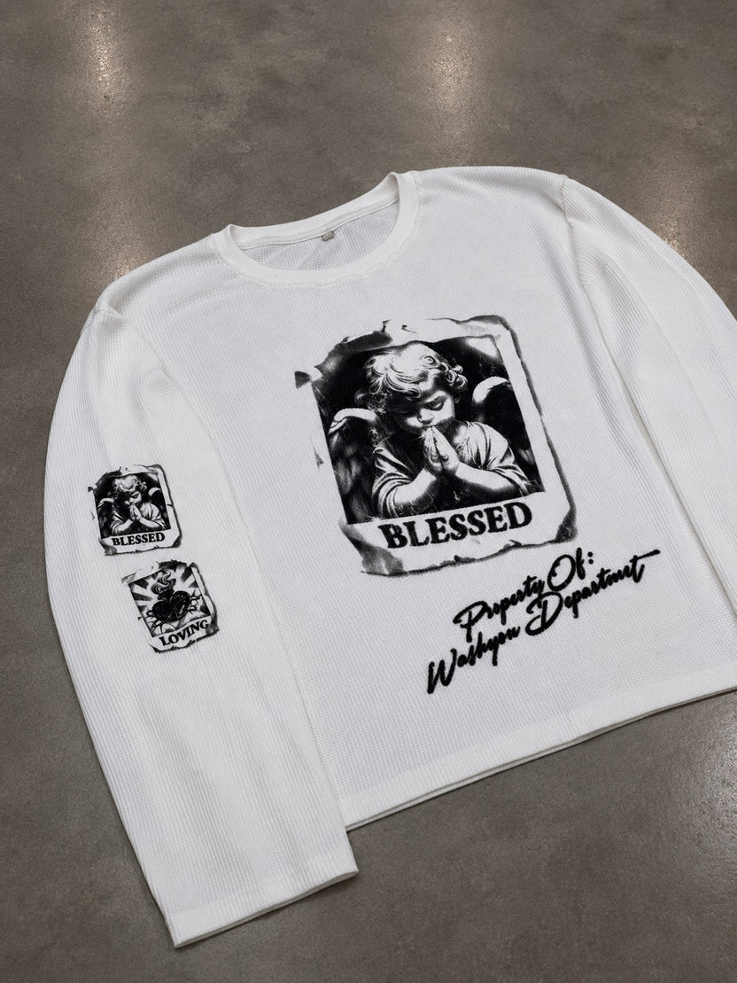 Blessed State Waffle T-shirt-White