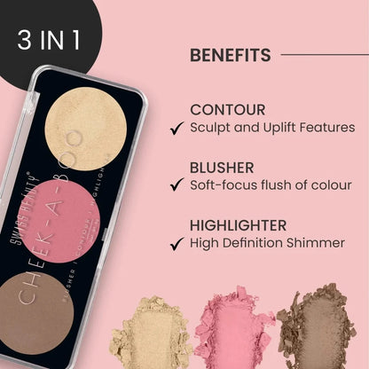 Swiss Beauty Cheek-A-Boo 3-In-1 Blusher, Contour & Highlighter