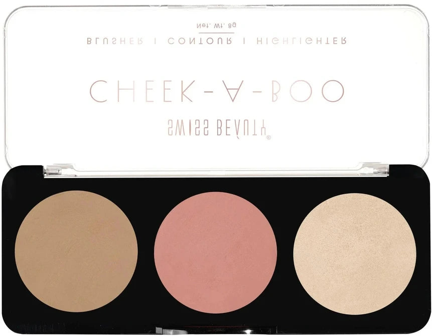 Swiss Beauty Cheek-A-Boo 3-In-1 Blusher, Contour & Highlighter