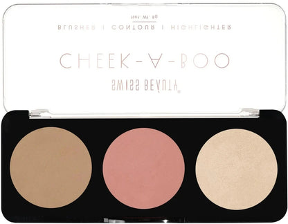 Swiss Beauty Cheek-A-Boo 3-In-1 Blusher, Contour & Highlighter