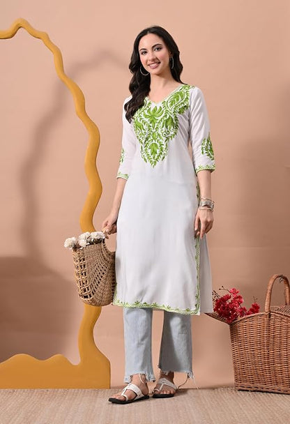 LIBOZA Women Kashmiri Embroidered Straight Kurta