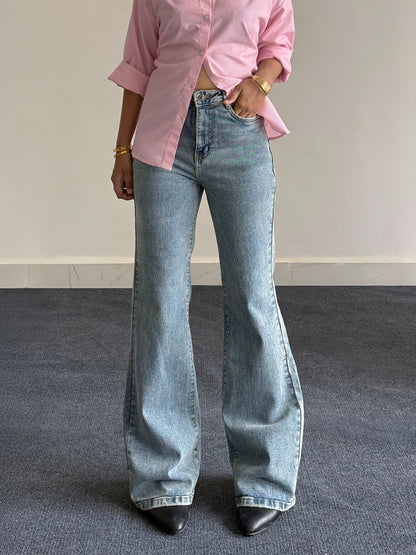 Premium Retro Blue Tinted Bootcut Jeans
