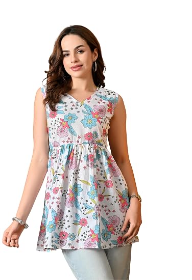 Peplum Cotton Short Kurtis for Woman-Multicolor