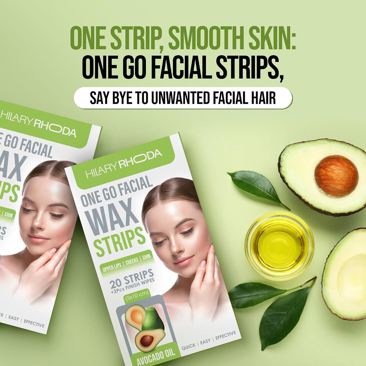 Hilary Rhoda Avocado Oil Facial Wax Strips 20 PIECE