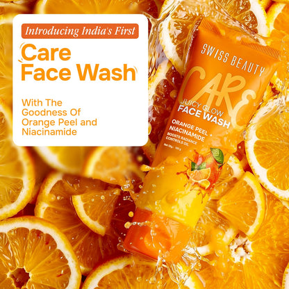SWISS BEAUTY JUICY GLOW FACE WASH ORANGE PEEL+NIACINAMIDE