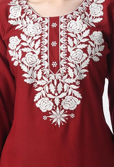 Lakhnawi Tunic Top Kurta Design for Ladies-Red