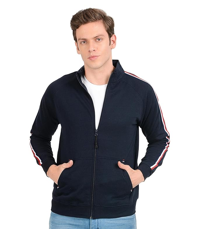 Men's Winter Jacket - Stylish Sports Gym Cotton Sweatshirt With Zip for Bike Riding