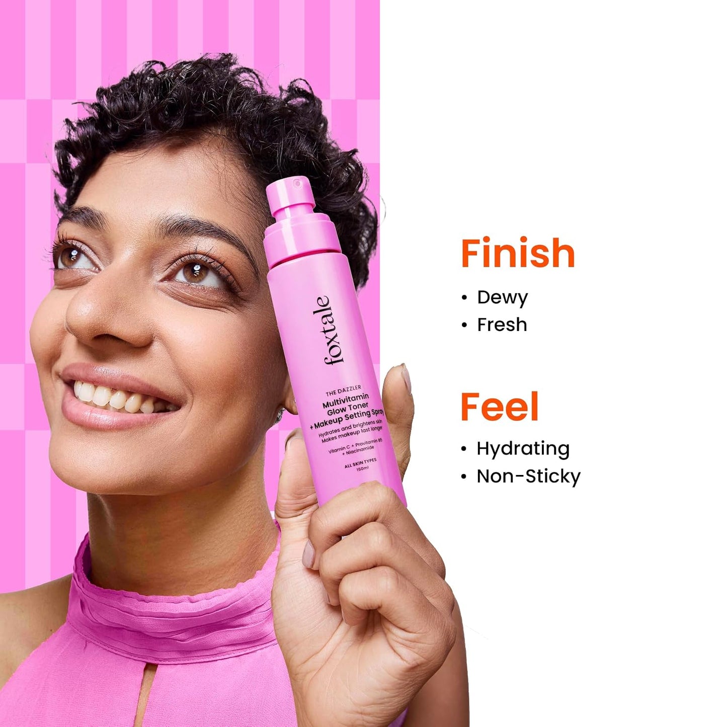 Foxtale Vitamin C Multivitamin Glow Toner & Makeup Setting Spray, Alcohol-Free Men Women 150 ml