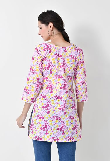 Pure Cotton Short Kurti for Women - Pink