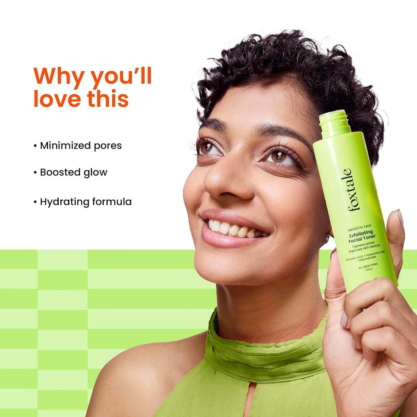 Foxtale 5% Lactic Acid Exfoliating Face Toner For Pore Tightening, Alcohol Free Men & Women 150 ml