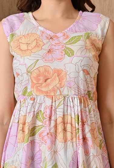 Peplum Cotton Short Kurtis for Woman-Orange