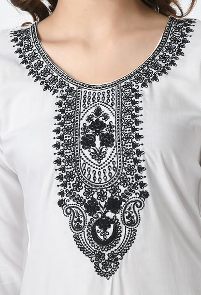 LIBOZA Short Kurti for Women – Lakhnowi Chikankari Embroidered Ladies Kurta, Stylish Girls Top, Ethnic Half Kurtas, Tunic Design Woman Kurtis White