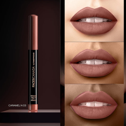 Faces Canada Ultime Pro Hd Intense Matte Lips + Primer 9Hr Long Stay - Caramel N03 1.4 g