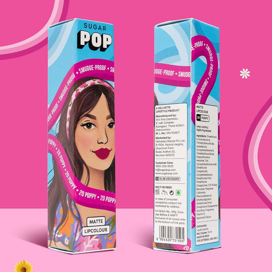 Sugar Pop Matte Lipcolour Poppy - Super Matte | Lasts + Hours | Non-Dryin Poppy 1.600000024 MILLI_LITRE