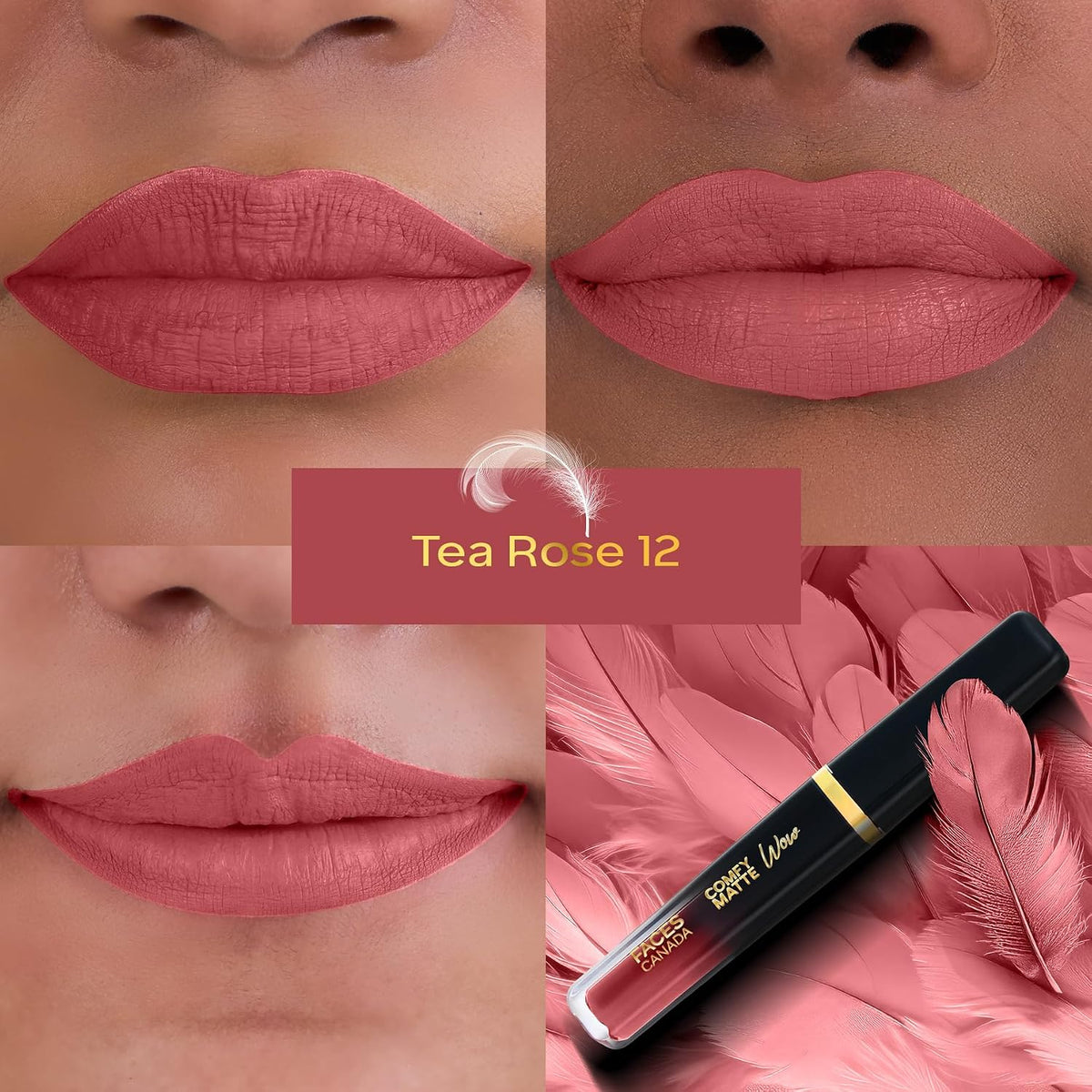 Faces Canada Comfy Matte Wow Liquid Lipstick Highly Pigmented - Tea Rose 12 3.8 ml