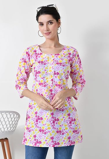 Pure Cotton Short Kurti for Women - Pink