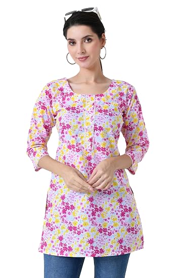 Pure Cotton Short Kurti for Women - Pink