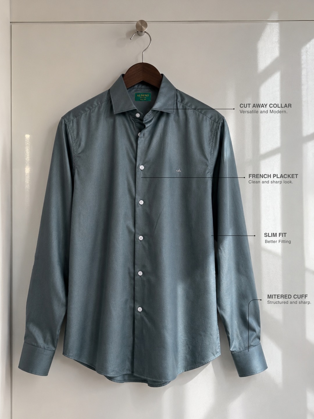 Regular Fit Cotton Sage Green Formal Shirt for Men (ROYAL)