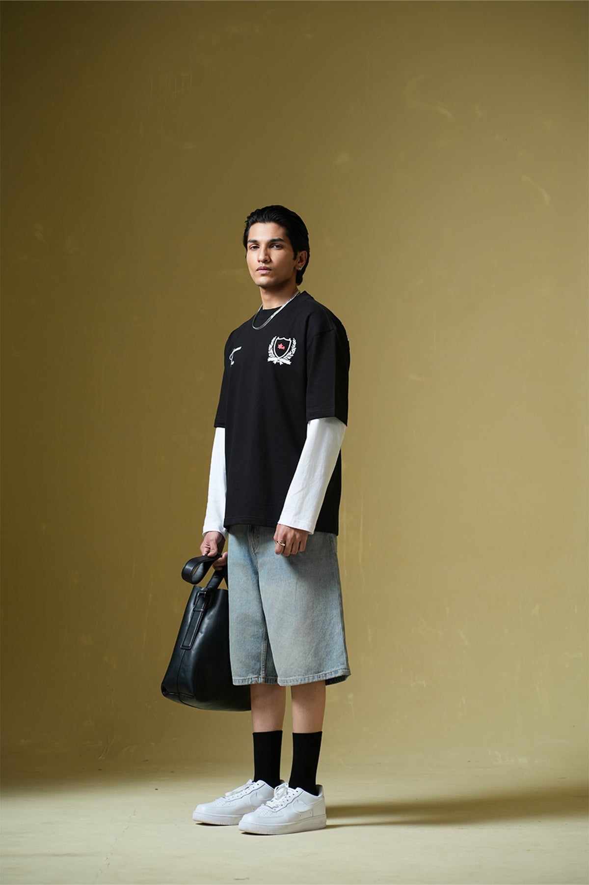 Adrenaline Rush Black Oversized Printed T-Shirt Main Character