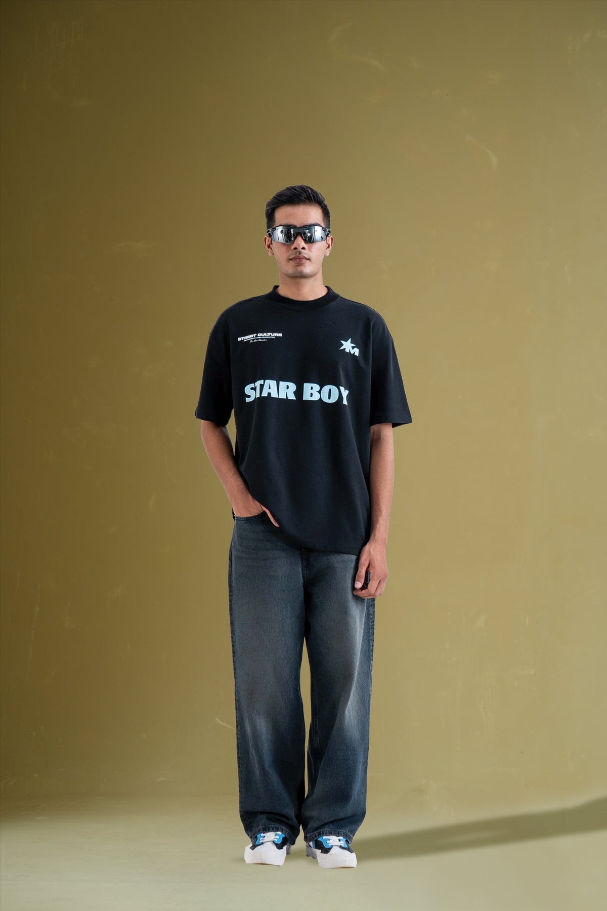 Star Boy Black Oversized Black T-Shirt Main Character