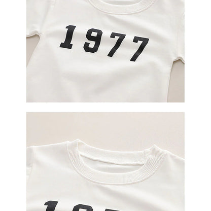 Brown & Cream 1977 Designed 3 Pcs Varsity Jacket Styled Track Suit Set For Toddlers And Kids