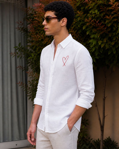 White Heart Linen Shirt