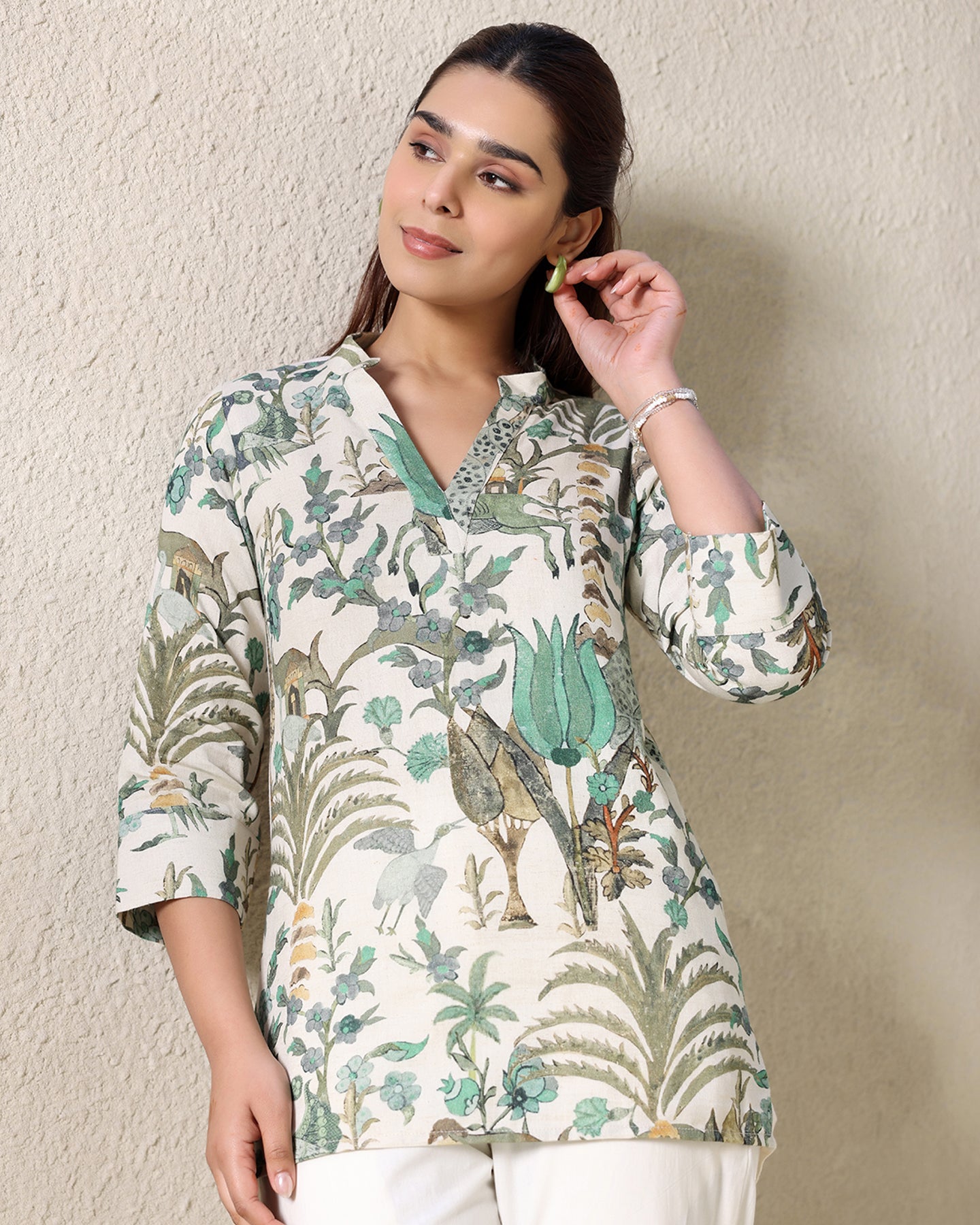 Off-White Cotton Printed Co-ord Set