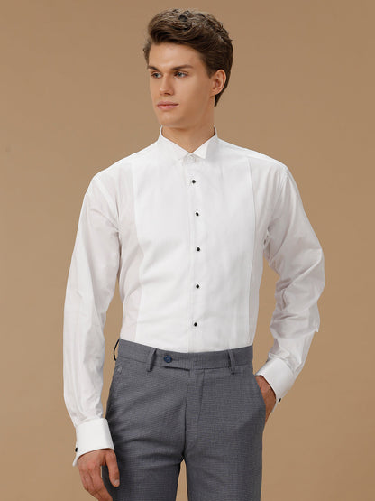 Aldeno Men Solid Formal White Shirt (WALSA)