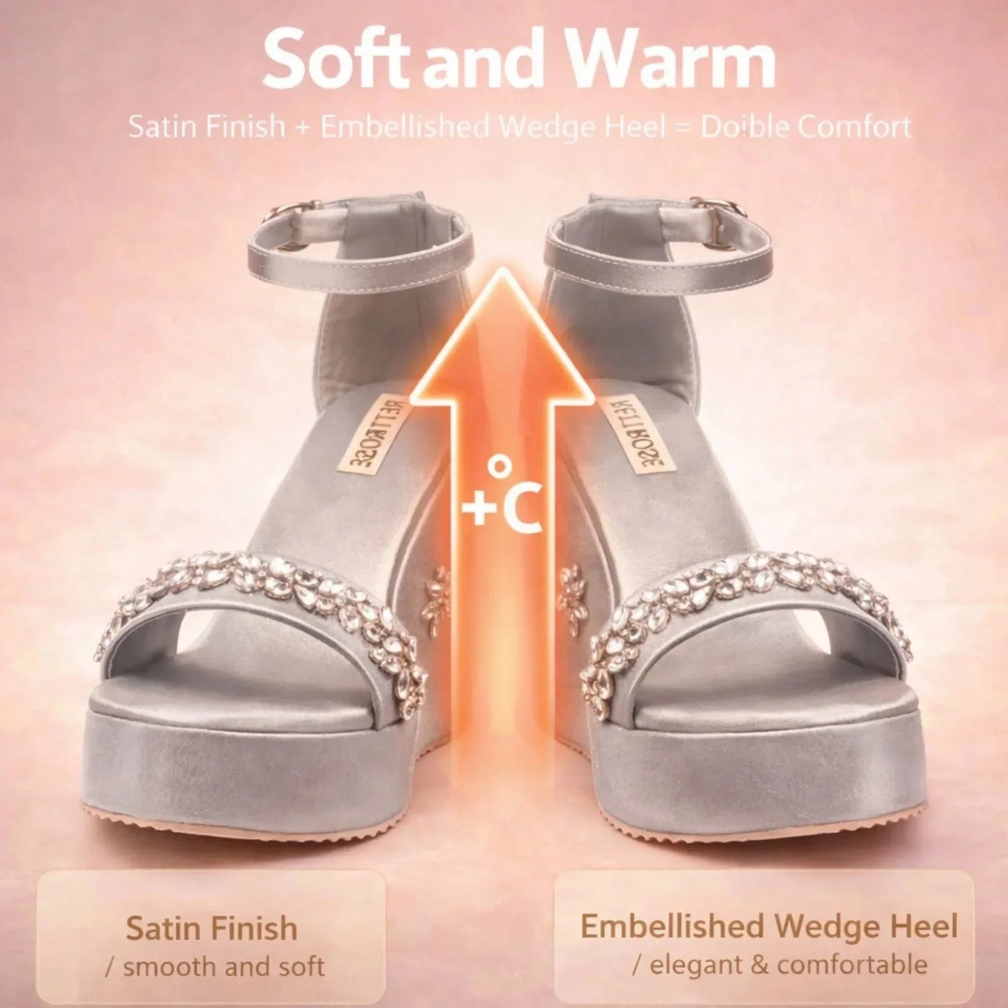 The Delilah Hand Embellished Luxury Wedge Shoe Rettrose