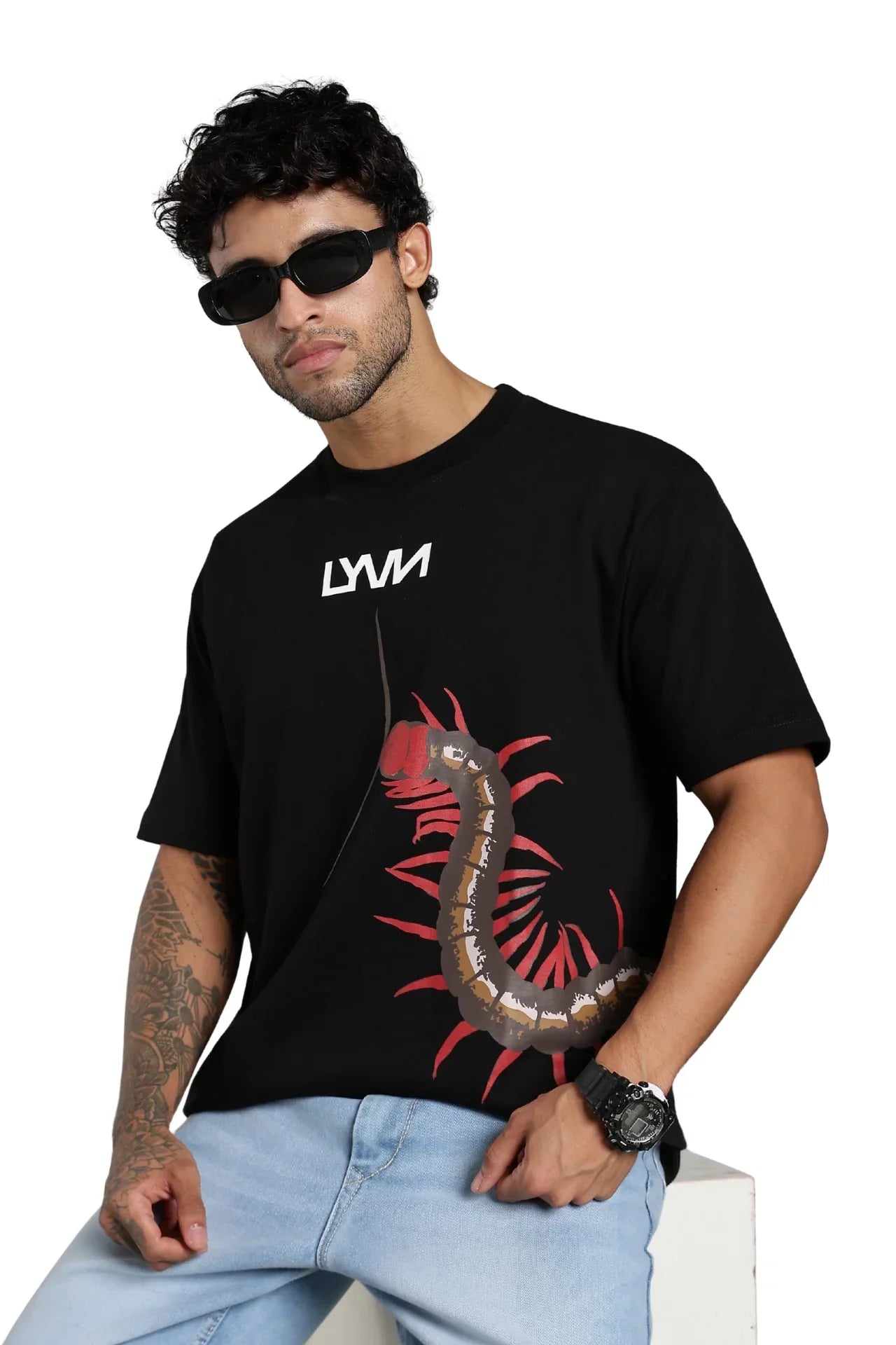 Black Centipede Oversized T-Shirt