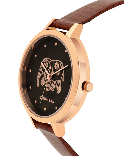 Elephant Printed Wrist Watch With Bracelet Set