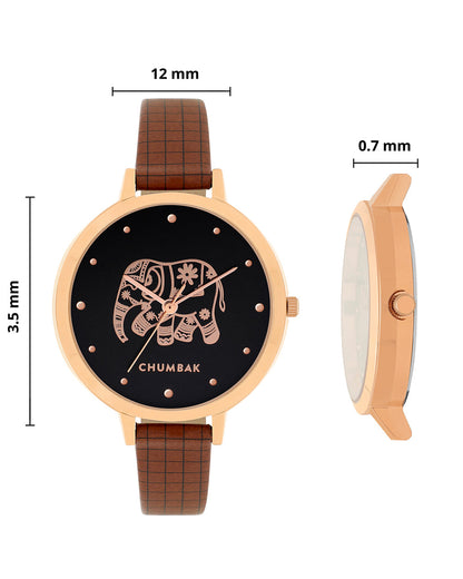 Elephant Printed Wrist Watch With Bracelet Set