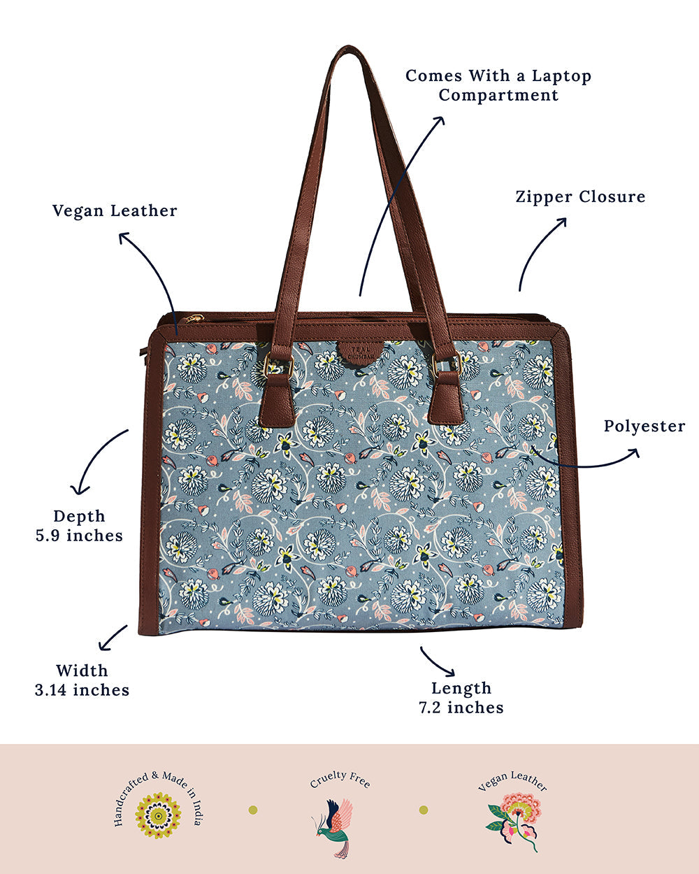 Grey Bloom Office Tote