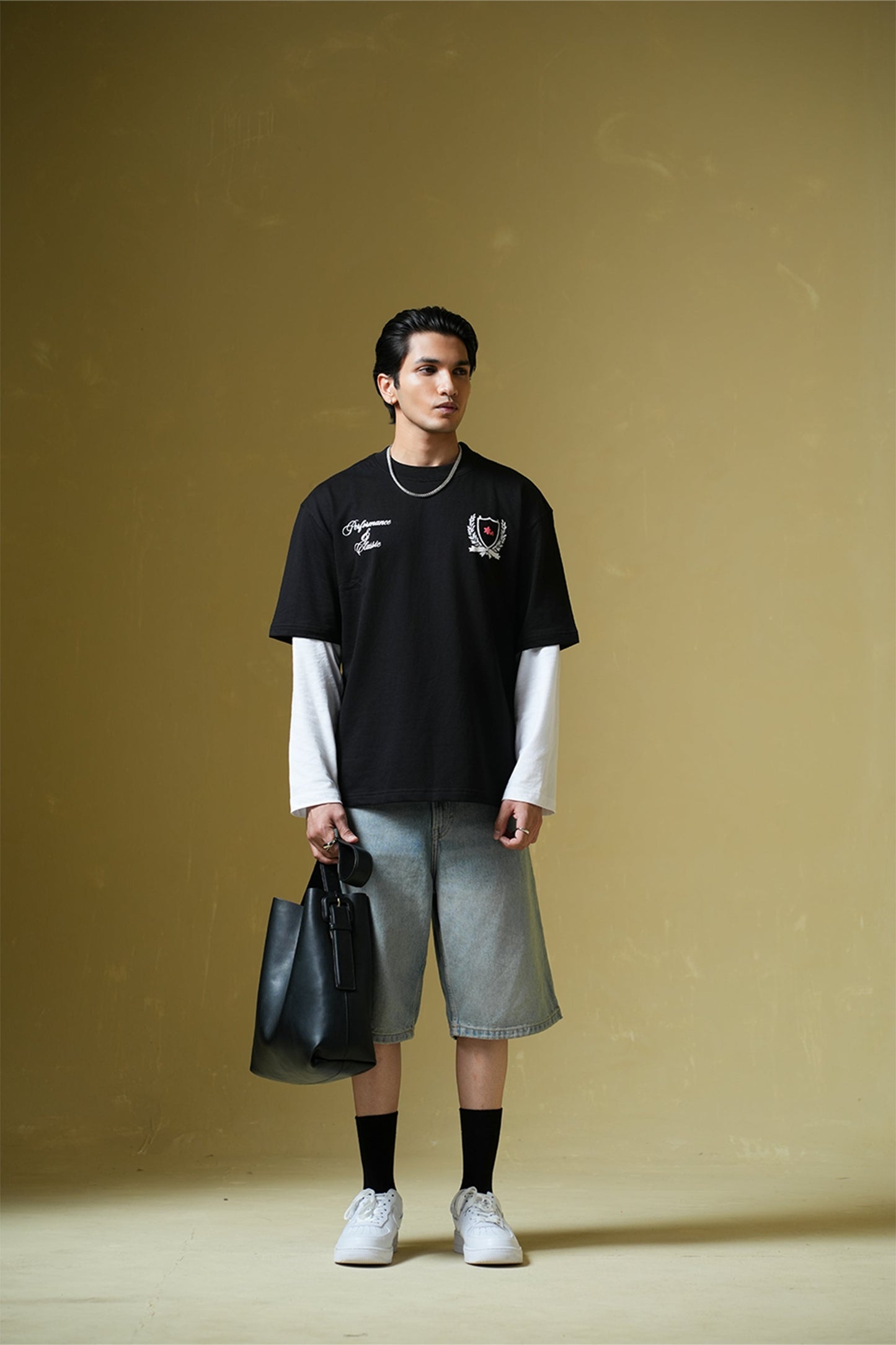 Adrenaline Rush Black Oversized Printed T-Shirt Main Character