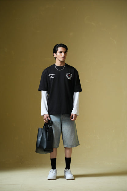 Adrenaline Rush Black Oversized Printed T-Shirt Main Character