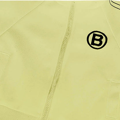 Light Green Letter B Monogram 3 Pcs Track Suit Set For Toddlers And Kids