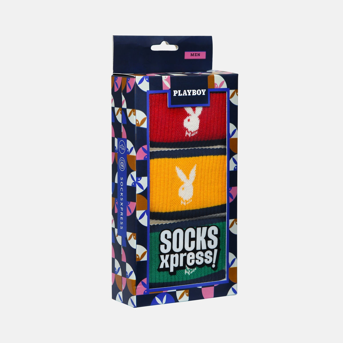 Men’s Playboy Themed Ribbed High Ankle Socks SocksXpress